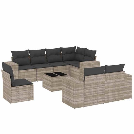 Salon de jardin 8 personnes Résine tressée Canapé modulable pour extérieur Gris Clair – ComfortXL Outdoor Living - Image 2