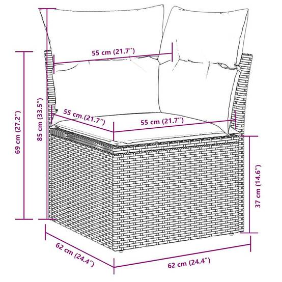 Salon de jardin 8 personnes Résine tressée Canapé modulable pour extérieur Gris Clair – ComfortXL Outdoor Living - Image 10