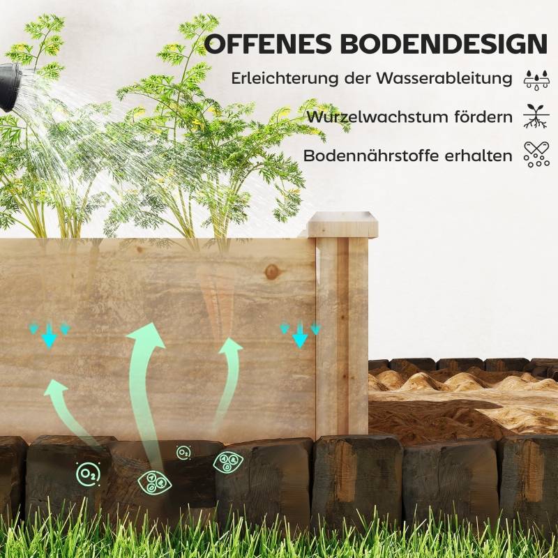 Carré potager en bois massif pour jardin double zone 235x66x26cm naturel - ComfortXL Outdoor Living - Image 5
