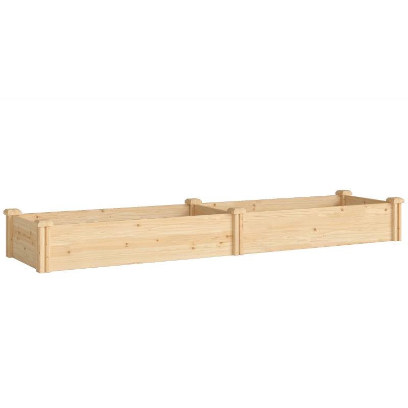 Carré potager en bois massif pour jardin double zone 235x66x26cm naturel - ComfortXL Outdoor Living - Image 2