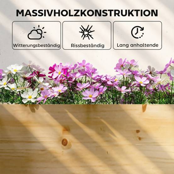 Carré potager en bois massif pour jardin double zone 235x66x26cm naturel - ComfortXL Outdoor Living - Image 7
