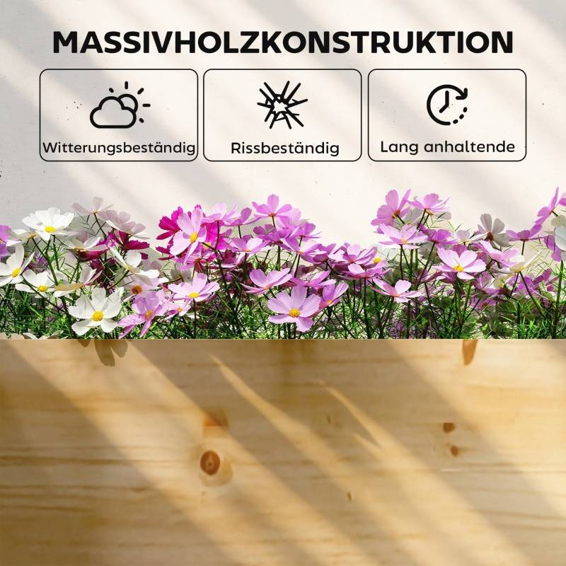Carré potager en bois massif pour jardin double zone 235x66x26cm naturel - ComfortXL Outdoor Living - Image 7