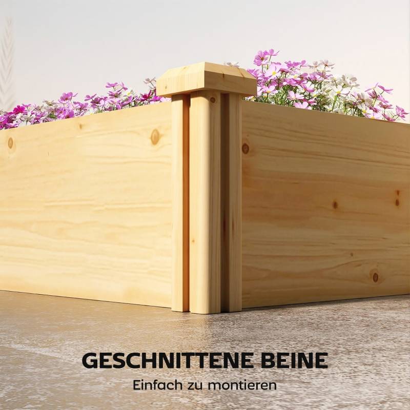 Carré potager en bois massif pour jardin double zone 235x66x26cm naturel - ComfortXL Outdoor Living - Image 8
