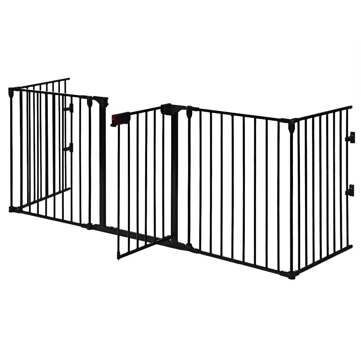 Helloshop26 - Barrière de sécurité pour enfant/animaux 290 x 74 cm 5 panneaux protection cheminée utilisation murale ou autoportante noir - Imagen 1