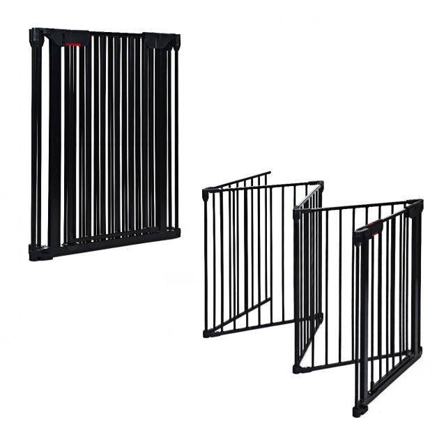 Helloshop26 - Barrière de sécurité pour enfant/animaux 290 x 74 cm 5 panneaux protection cheminée utilisation murale ou autoportante noir - Imagen 2