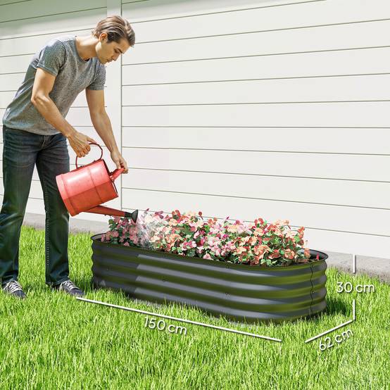 PANGIVO - Carré potager acier galvanisé gris foncé 150 x 62 x 30 cm - PANGIVO - Image 5