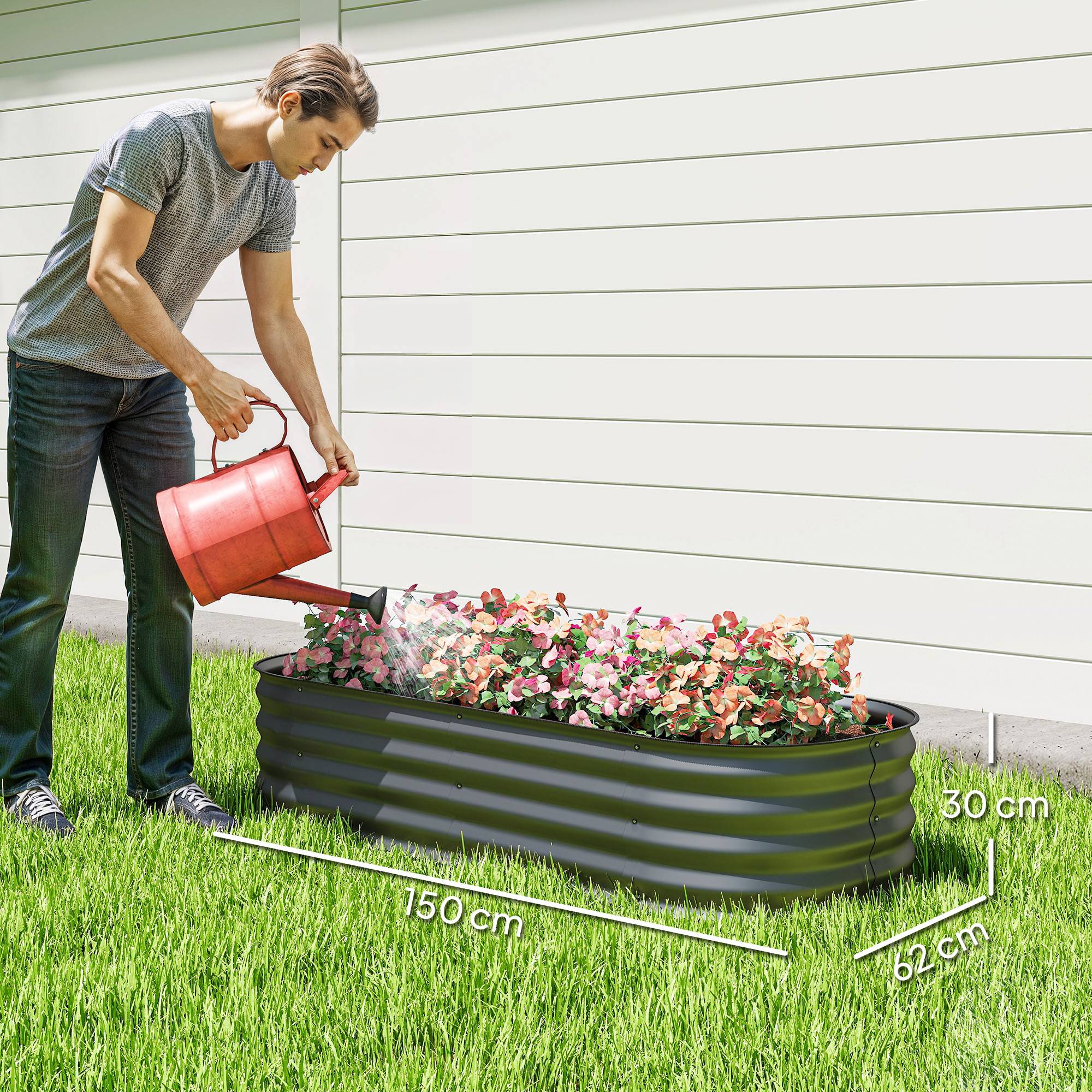 PANGIVO - Carré potager acier galvanisé gris foncé 150 x 62 x 30 cm - PANGIVO - Image 5