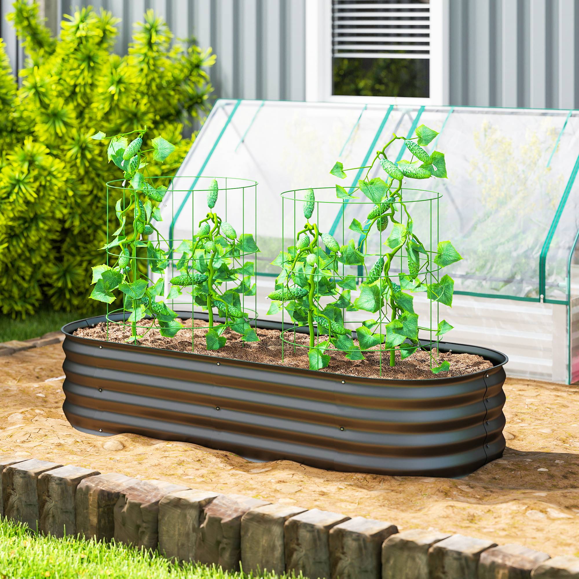 PANGIVO - Carré potager acier galvanisé gris foncé 150 x 62 x 30 cm - PANGIVO - Image 3