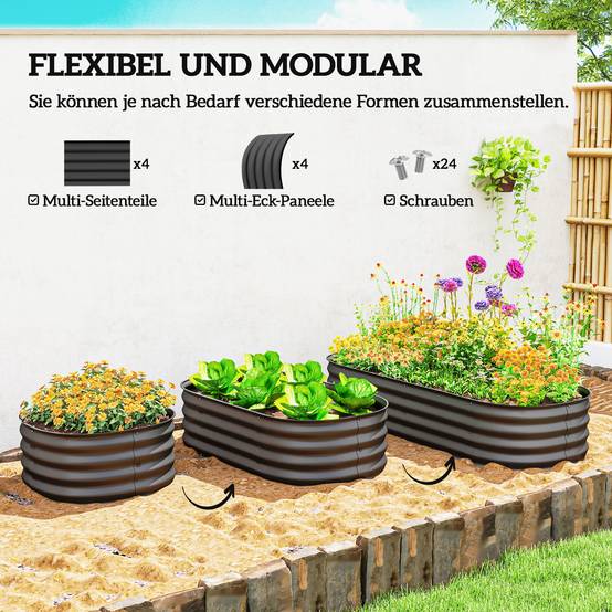 PANGIVO - Carré potager acier galvanisé gris foncé 150 x 62 x 30 cm - PANGIVO - Image 6