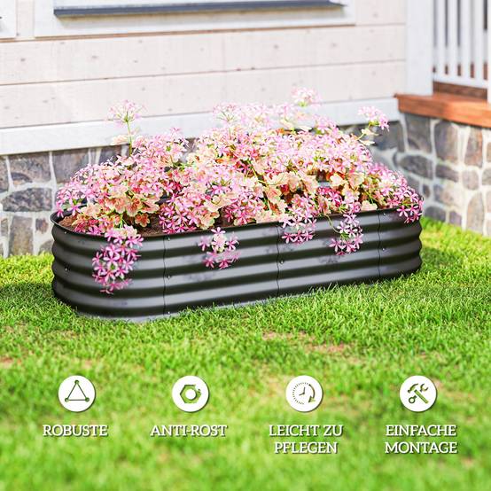 PANGIVO - Carré potager acier galvanisé gris foncé 150 x 62 x 30 cm - PANGIVO - Image 9
