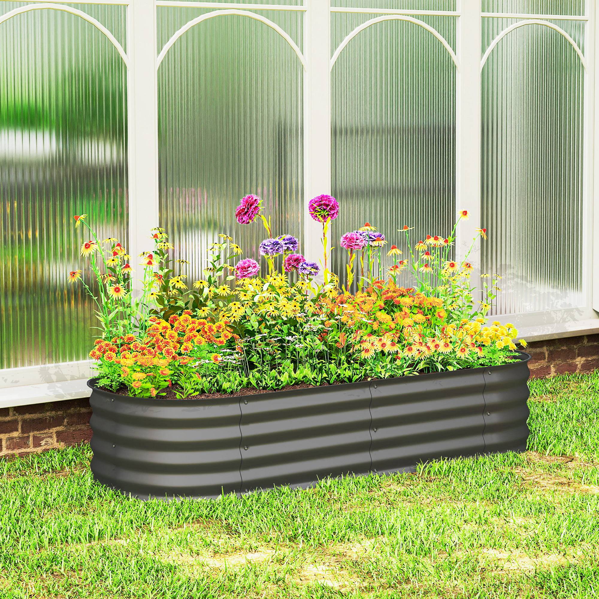 PANGIVO - Carré potager acier galvanisé gris foncé 150 x 62 x 30 cm - PANGIVO - Image 4