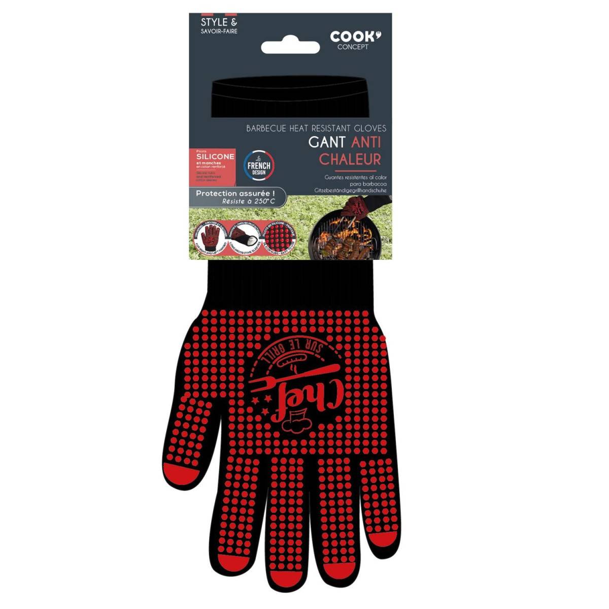 Cook Concept - Gant Anti Chaleur "Barbecue" 32cm Rouge & Noir - Image 4