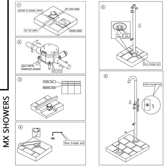 Douche exterieure inox satinee 316 avec flexible mitigeur chaudfroid et inverseur - Image 3
