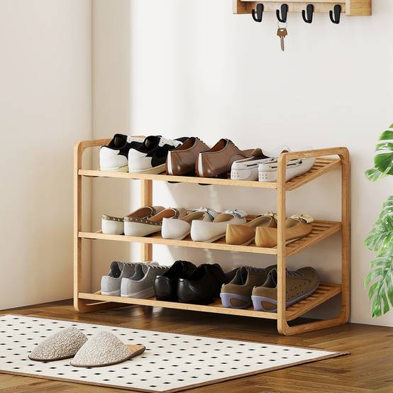 Étagère en bambou, range-chaussures, étagère d'entrée, modèle à 3 niveaux, capacité de charge 30 kg, bois - Image 4