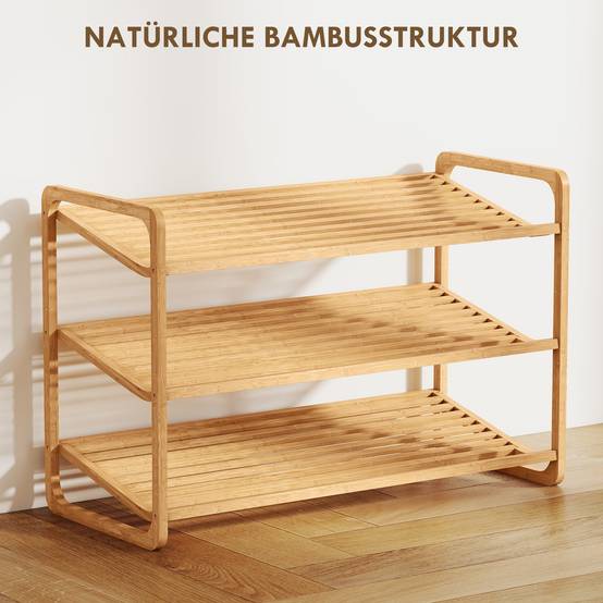 Étagère en bambou, range-chaussures, étagère d'entrée, modèle à 3 niveaux, capacité de charge 30 kg, bois - Image 6
