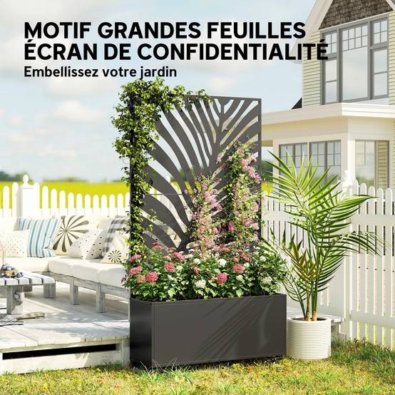 ComfortXL - Jardinière Treillis Brise-vue Métal Balcon Terrasse Grande Surface 90x30x160 Noir - ComfortXL Outdoor Living - Image 7
