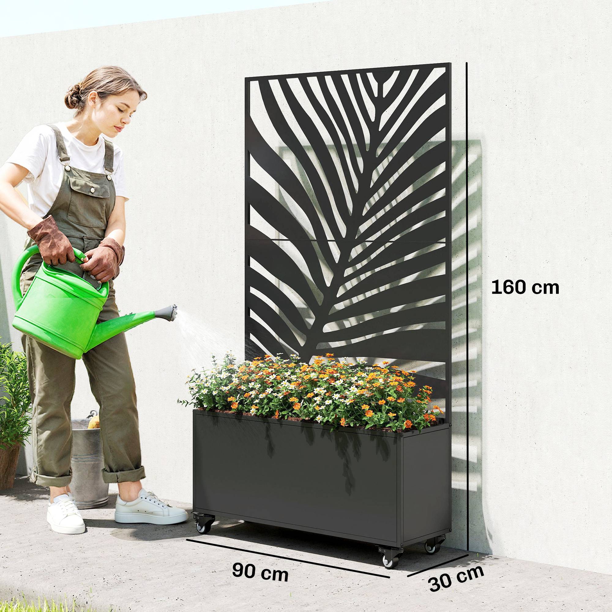 ComfortXL - Jardinière Treillis Brise-vue Métal Balcon Terrasse Grande Surface 90x30x160 Noir - ComfortXL Outdoor Living - Image 5