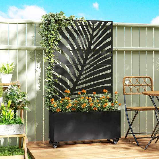 ComfortXL - Jardinière Treillis Brise-vue Métal Balcon Terrasse Grande Surface 90x30x160 Noir - ComfortXL Outdoor Living - Image 3