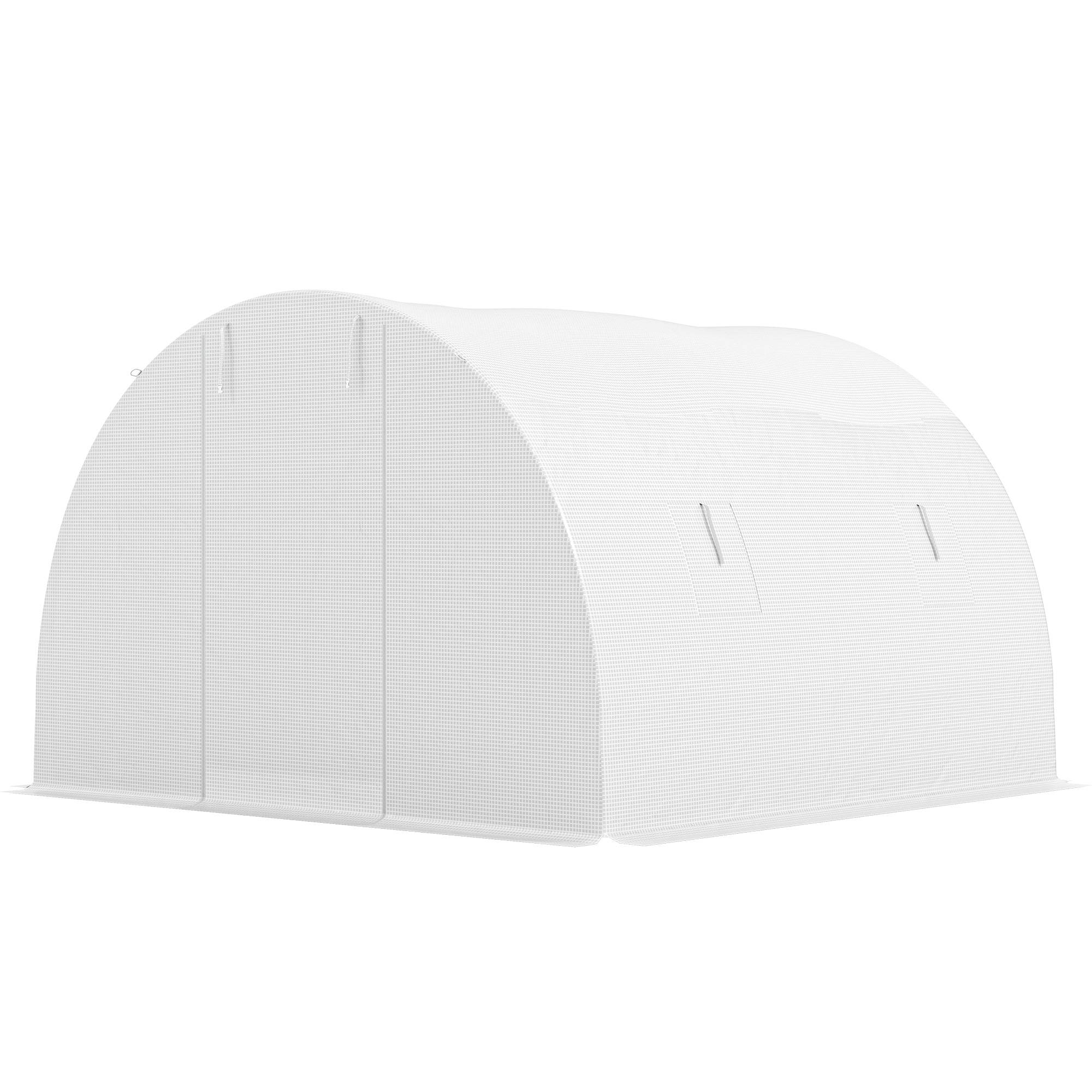 Sans Marque - Serre jardin tunnel 9m² 4 fenêtres porte zip enroulable acier galvanisé PE 3x3x2 m blanc - Image 2