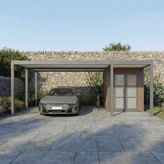 Direct Abris - Carport Aluminium 760 x 645 cm NEWARK - 43 m² - Hauteur : 255 - 2 Voitures - Abri Voiture Autoportant - Stockage - Image 2