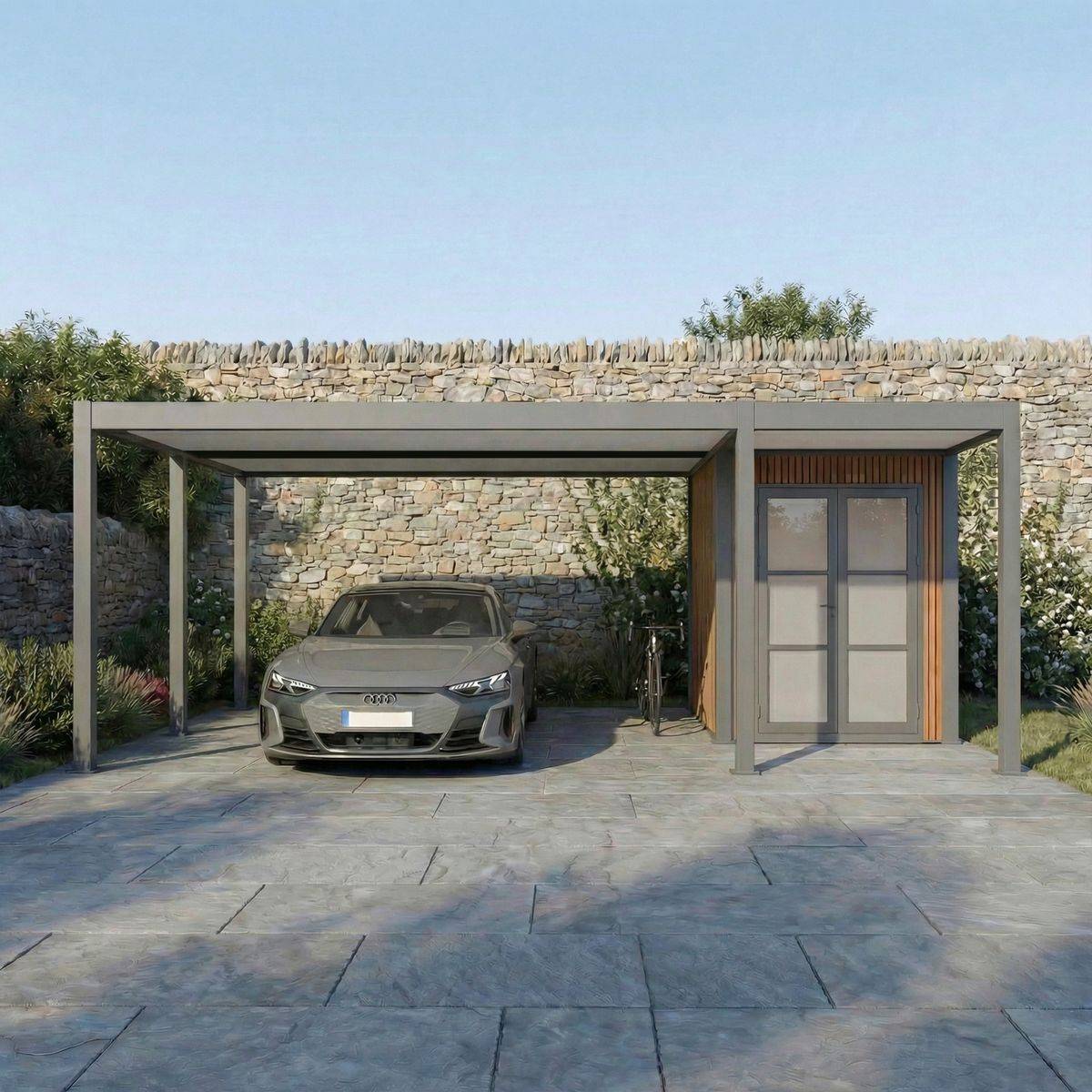 Direct Abris - Carport Aluminium 760 x 645 cm NEWARK - 43 m² - Hauteur : 255 - 2 Voitures - Abri Voiture Autoportant - Stockage - Image 2