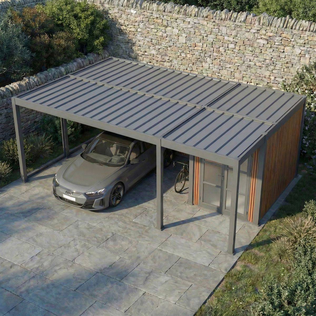 Direct Abris - Carport Aluminium 760 x 645 cm NEWARK - 43 m² - Hauteur : 255 - 2 Voitures - Abri Voiture Autoportant - Stockage - Image 3