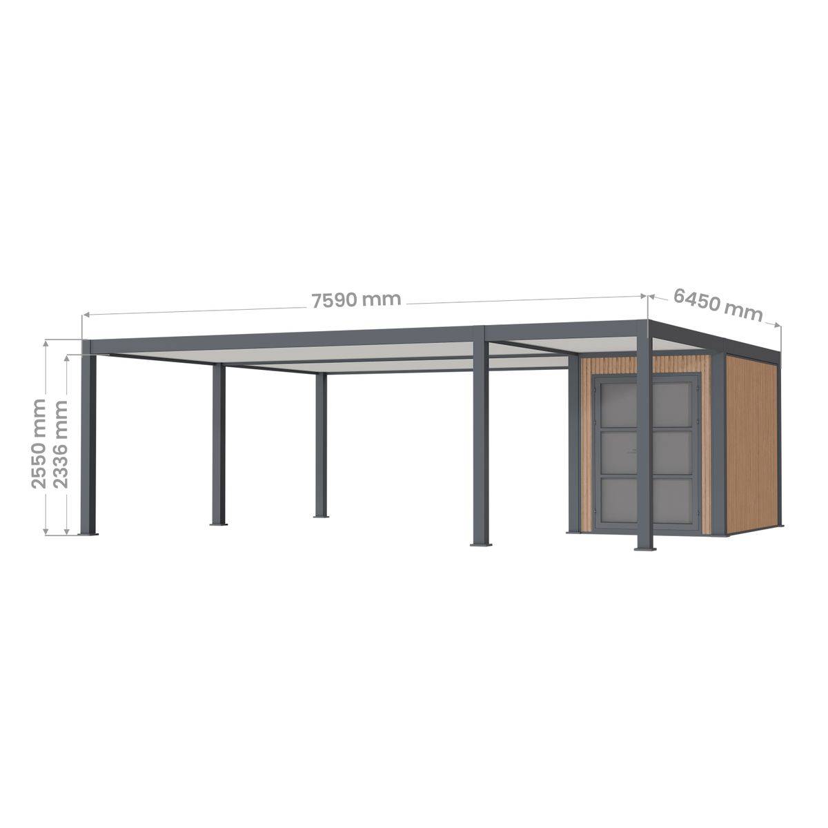 Direct Abris - Carport Aluminium 760 x 645 cm NEWARK - 43 m² - Hauteur : 255 - 2 Voitures - Abri Voiture Autoportant - Stockage - Image 7