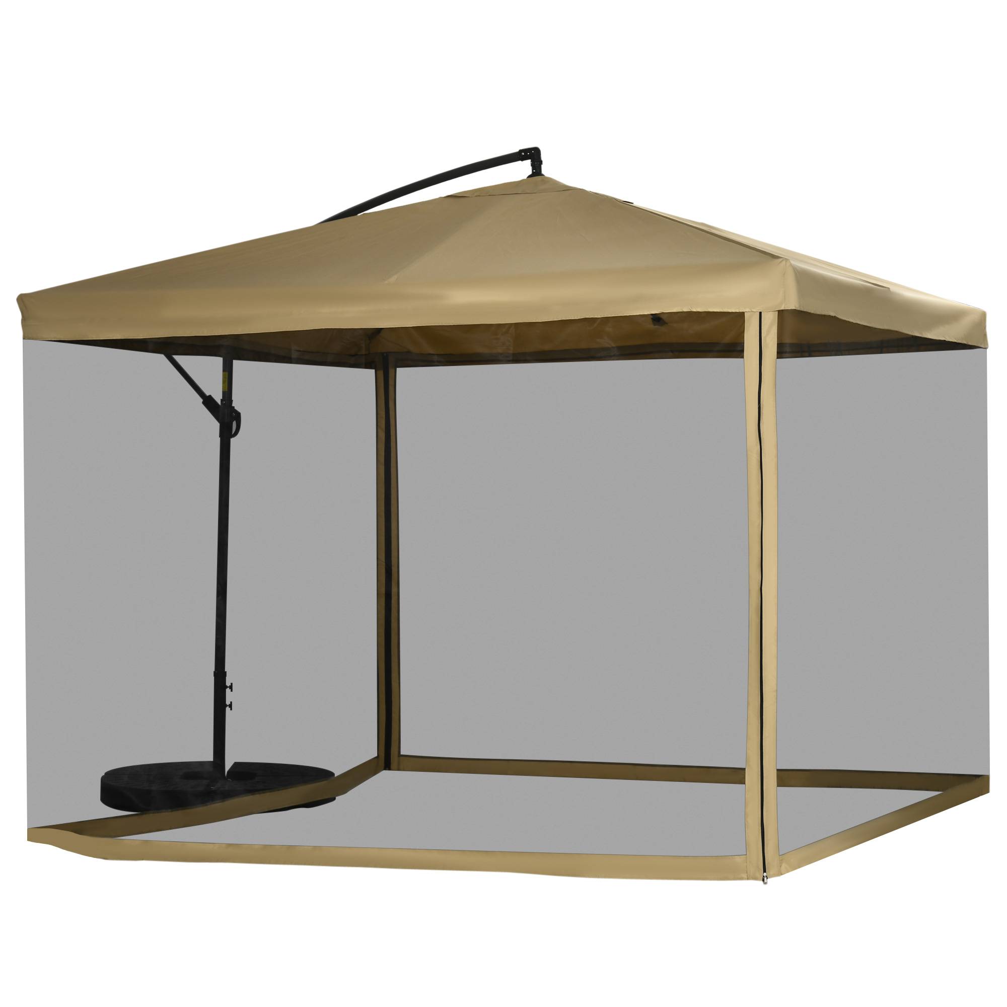 Parasol déporté acier terrasse jardin inclinable avec moustiquaire 296x296cm beige - ComfortXL Outdoor Living - Image 2