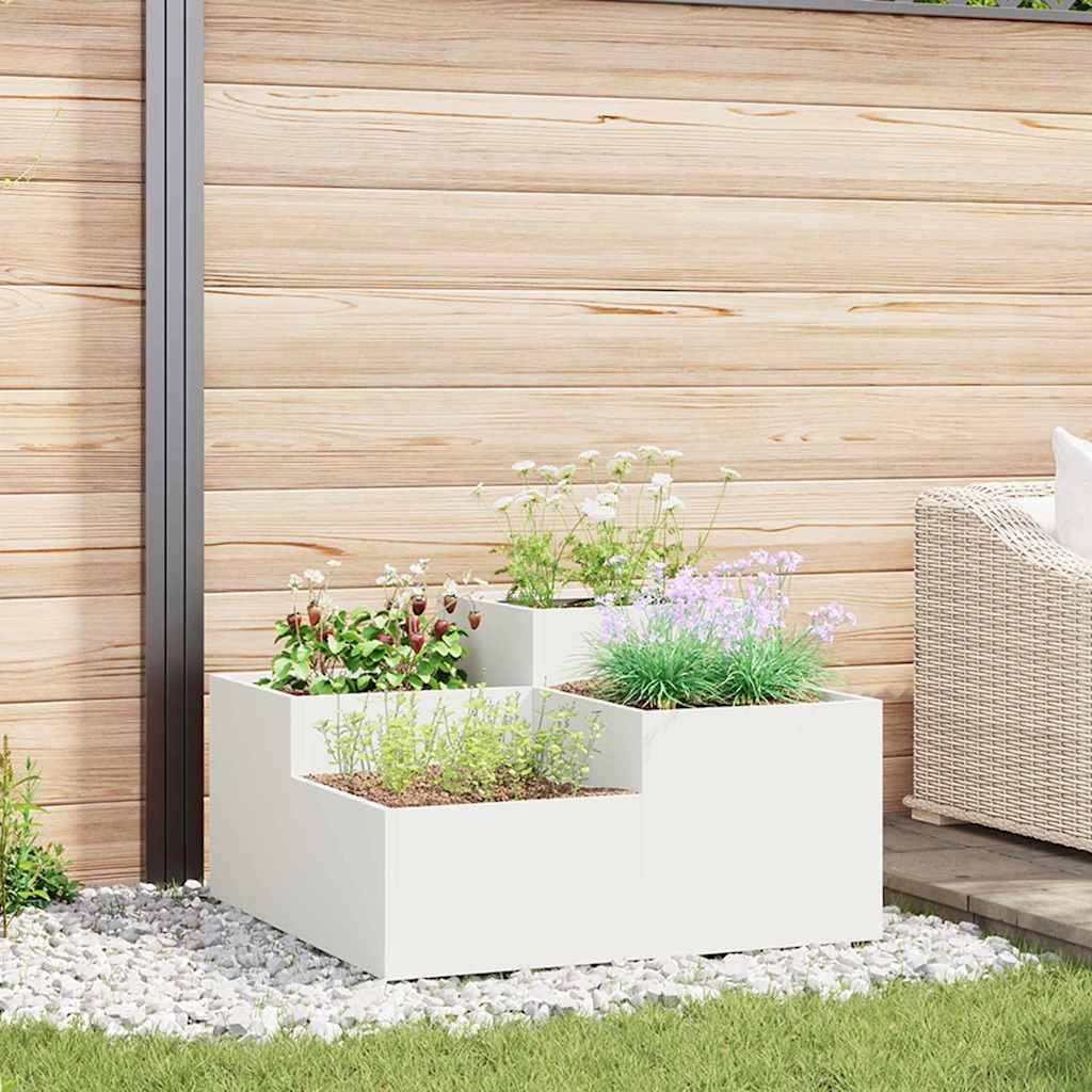 Cache-pot | Bac à fleurs de jardin Blanc 80 x 80 x 48 cm Acier - Image 2