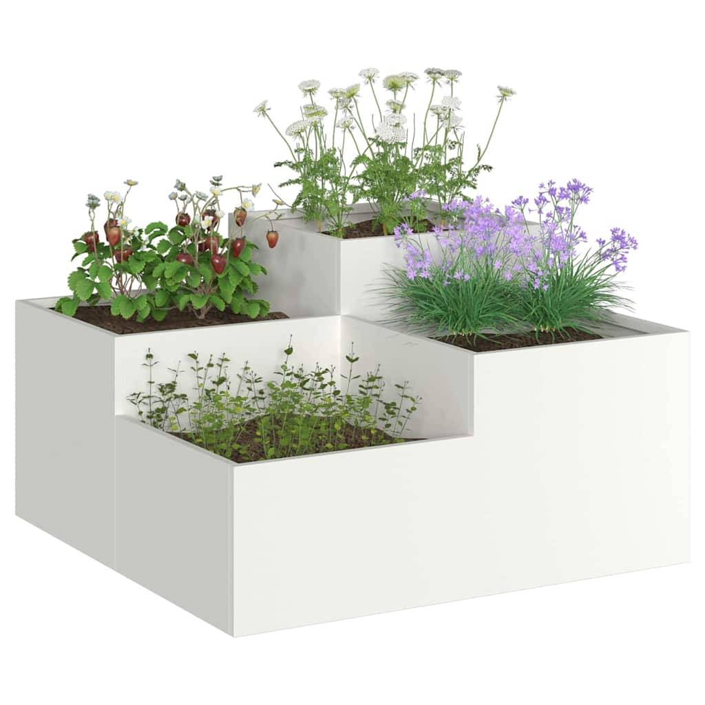 Cache-pot | Bac à fleurs de jardin Blanc 80 x 80 x 48 cm Acier - Image 3