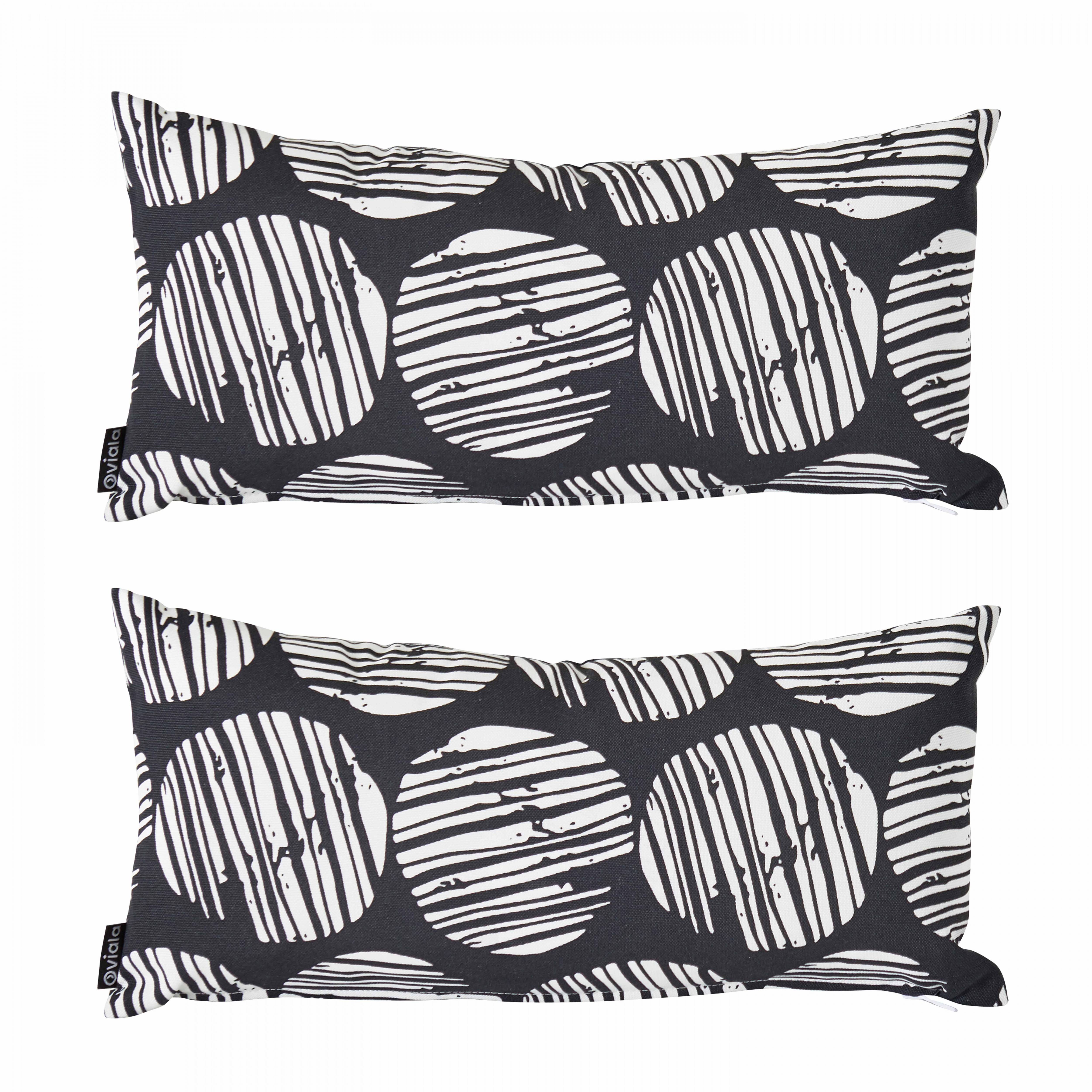Oviala - Lot de 2 petits coussins polyester noir 40 x 20 x 8 cm Ica - Oviala - Imagen 1