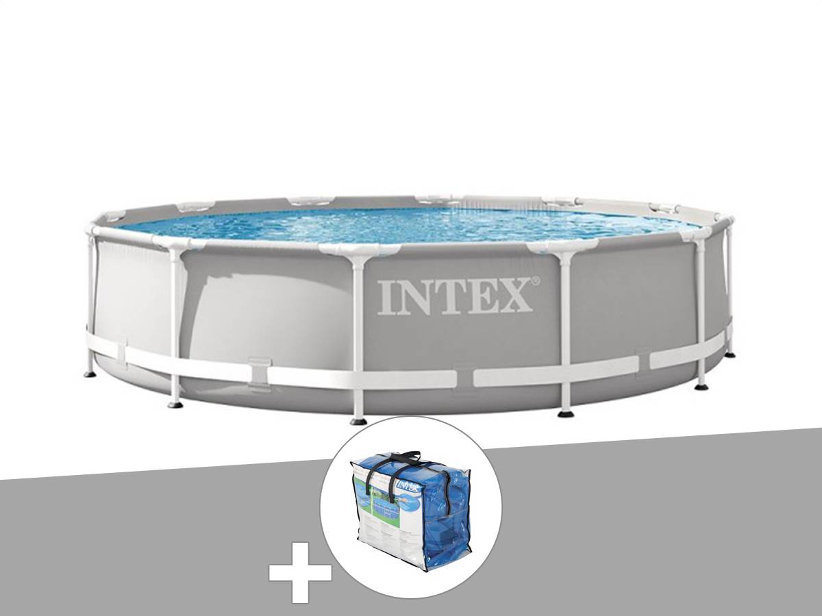 Kit piscine tubulaire Intex Prism Frame ronde 3,66 x 0,76 m + Bâche à bulles - Image 1