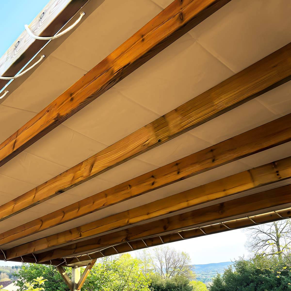 Toile Pergola Beige foncé 3x6 m LP506PR - Garantie 5 ans - Bâche Pergola ou Tonnelle étanche en PVC pour terrasse TECPLAST - Imagen 1