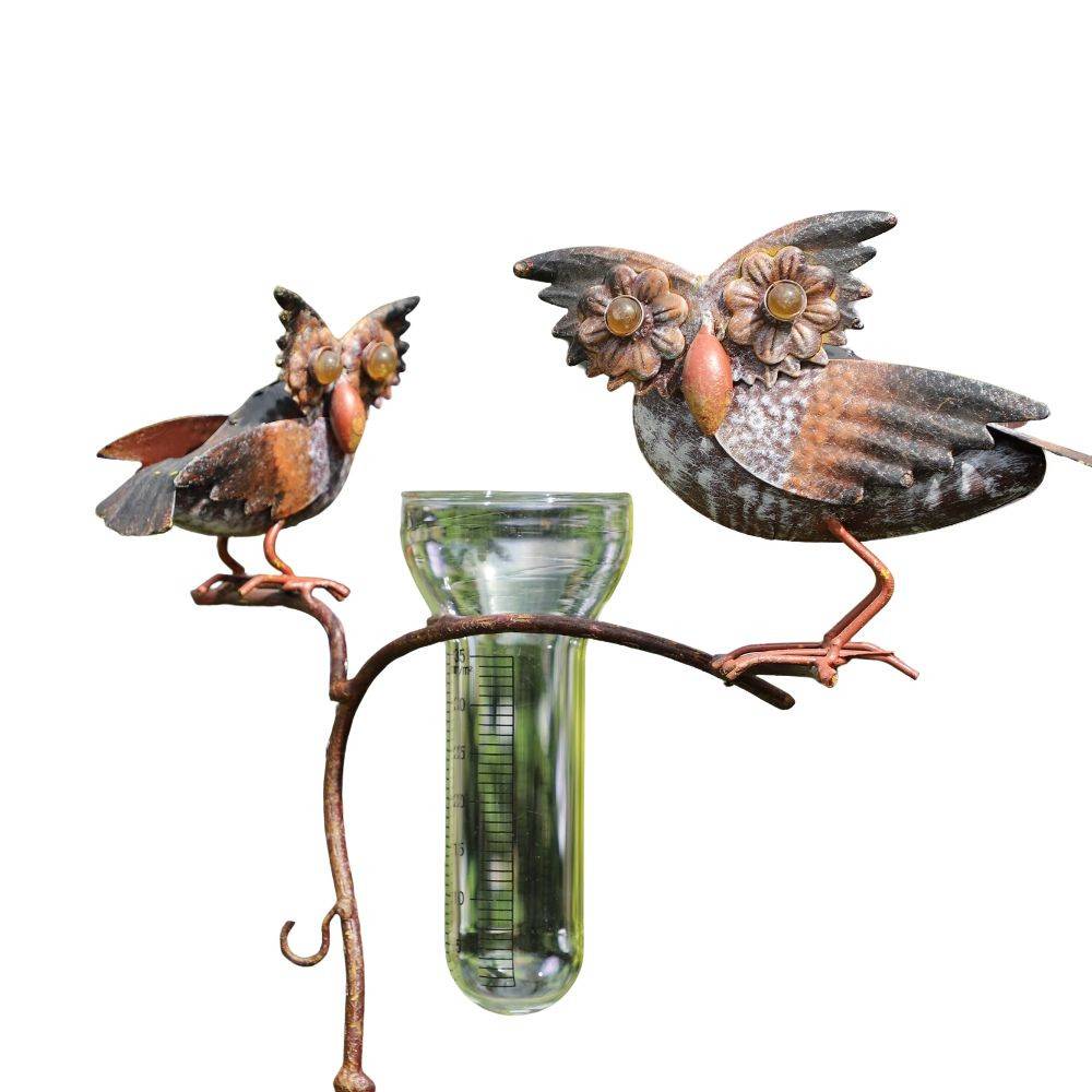 Tuteur plante grimpantes à piquer pluviomètre métal marron 34x130cm Chemin de campagne - Imagen 1
