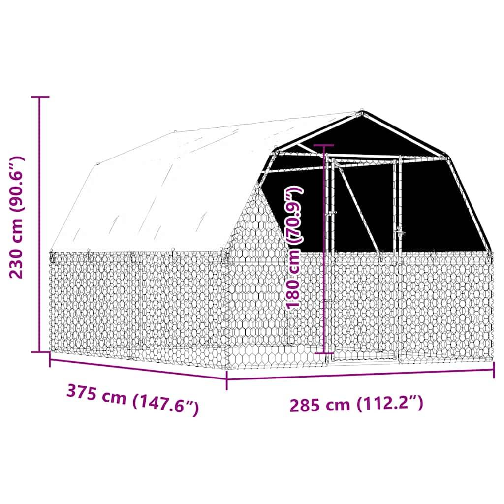 Grand chenil extérieur pour chien avec toit et porte acier galvanisé Argenté – ComfortXL Pet Living - Image 8