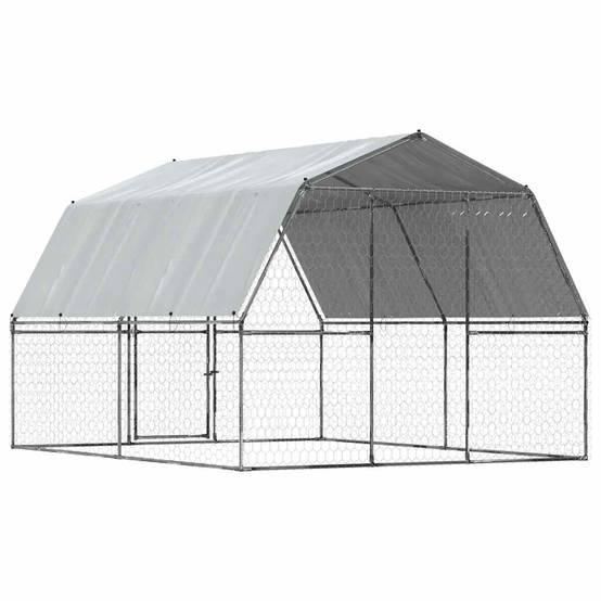 Grand chenil extérieur pour chien avec toit et porte acier galvanisé Argenté – ComfortXL Pet Living - Image 6