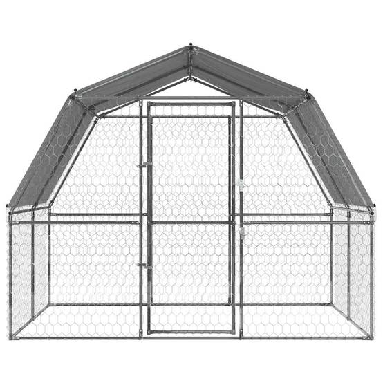 Grand chenil extérieur pour chien avec toit et porte acier galvanisé Argenté – ComfortXL Pet Living - Image 4