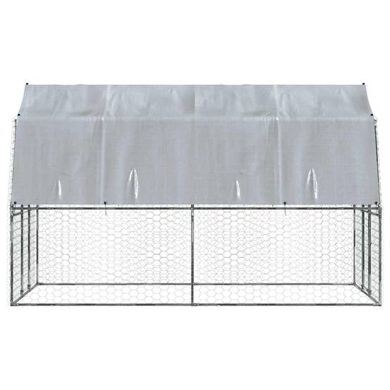 Grand chenil extérieur pour chien avec toit et porte acier galvanisé Argenté – ComfortXL Pet Living - Image 5