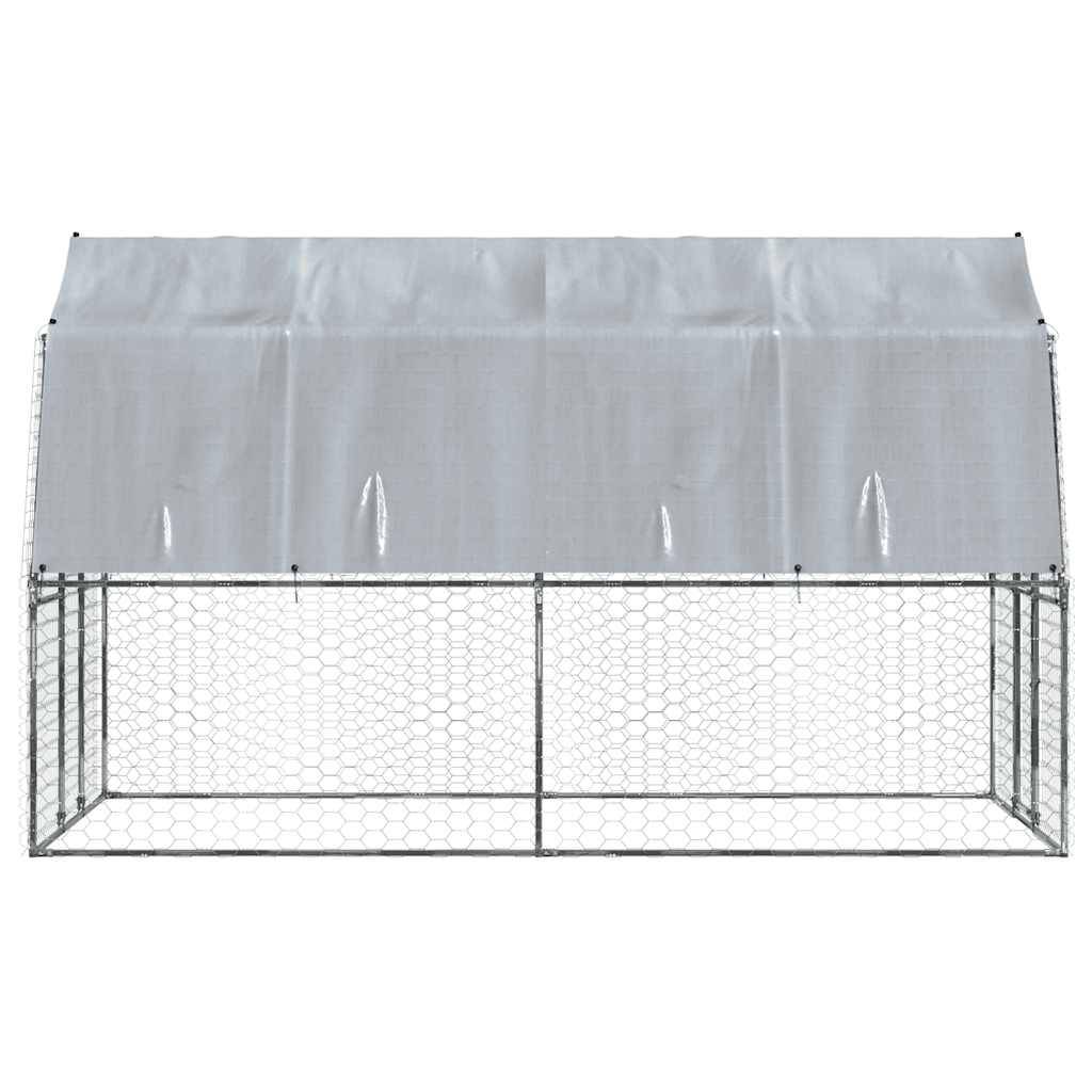 Grand chenil extérieur pour chien avec toit et porte acier galvanisé Argenté – ComfortXL Pet Living - Image 5