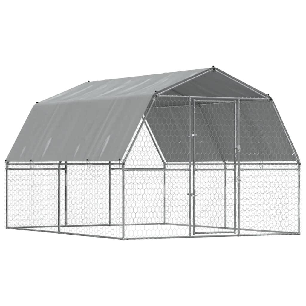Grand chenil extérieur pour chien avec toit et porte acier galvanisé Argenté – ComfortXL Pet Living - Image 2