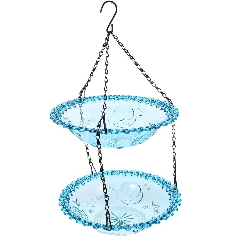 Mangeoire et bain d'oiseaux-suspendu -  Design élégant - Double couche résistante - Décoration de jardin - Living123