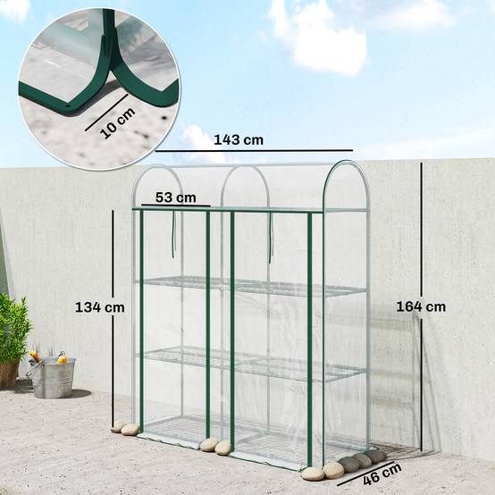 ComfortXL - Serre Jardin PVC Plantes 3 Niveaux 2 Portes Roulantes 143x46x164cm Transparent - ComfortXL Outdoor Living - Image 5