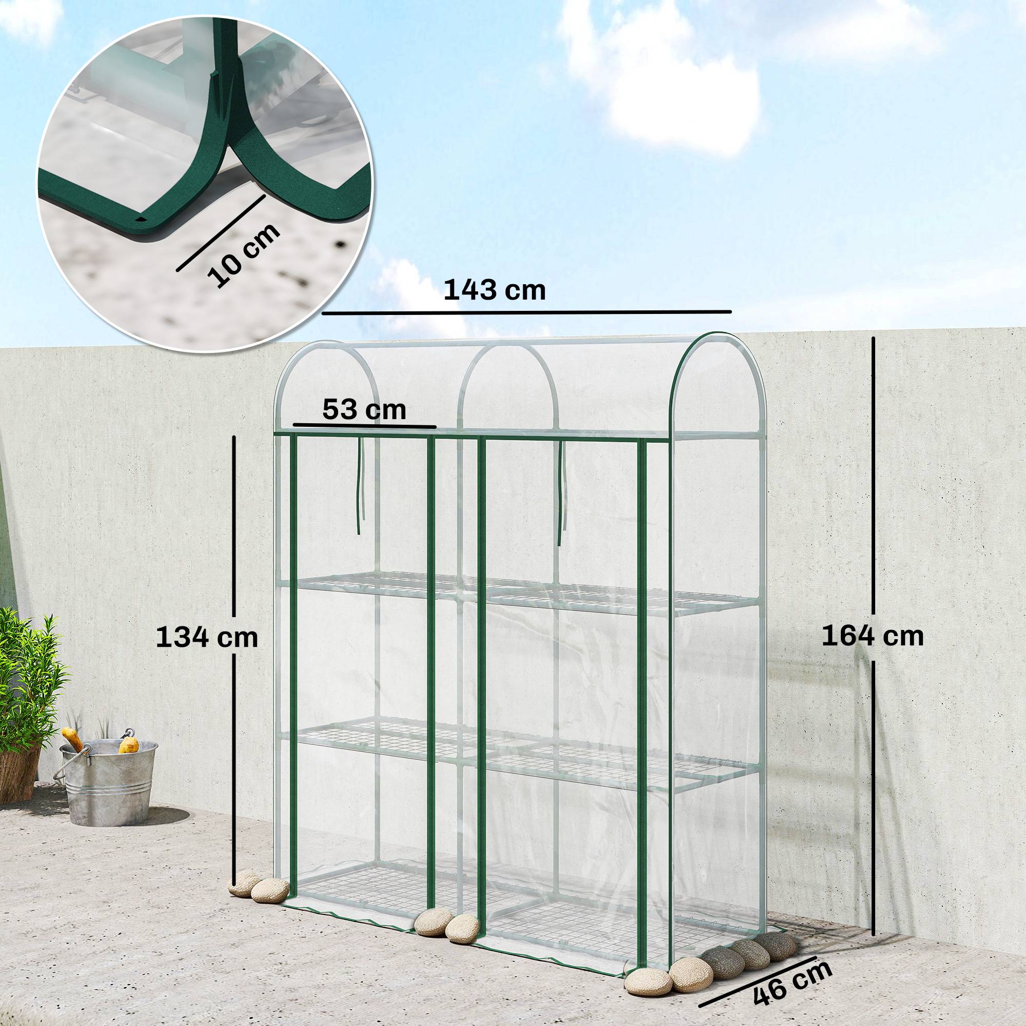 ComfortXL - Serre Jardin PVC Plantes 3 Niveaux 2 Portes Roulantes 143x46x164cm Transparent - ComfortXL Outdoor Living - Image 5