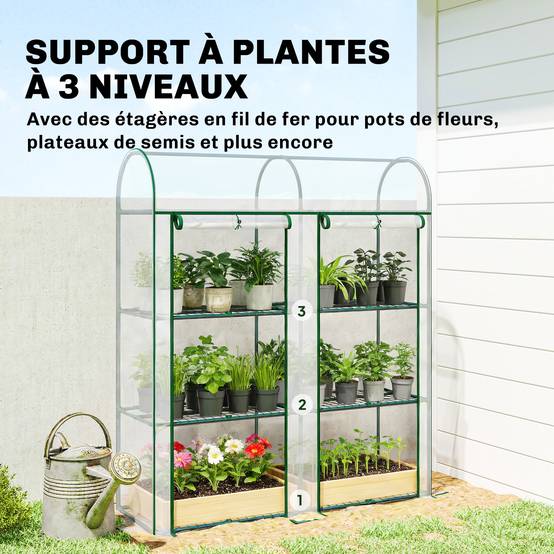ComfortXL - Serre Jardin PVC Plantes 3 Niveaux 2 Portes Roulantes 143x46x164cm Transparent - ComfortXL Outdoor Living - Image 6