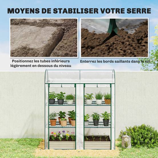 ComfortXL - Serre Jardin PVC Plantes 3 Niveaux 2 Portes Roulantes 143x46x164cm Transparent - ComfortXL Outdoor Living - Image 8