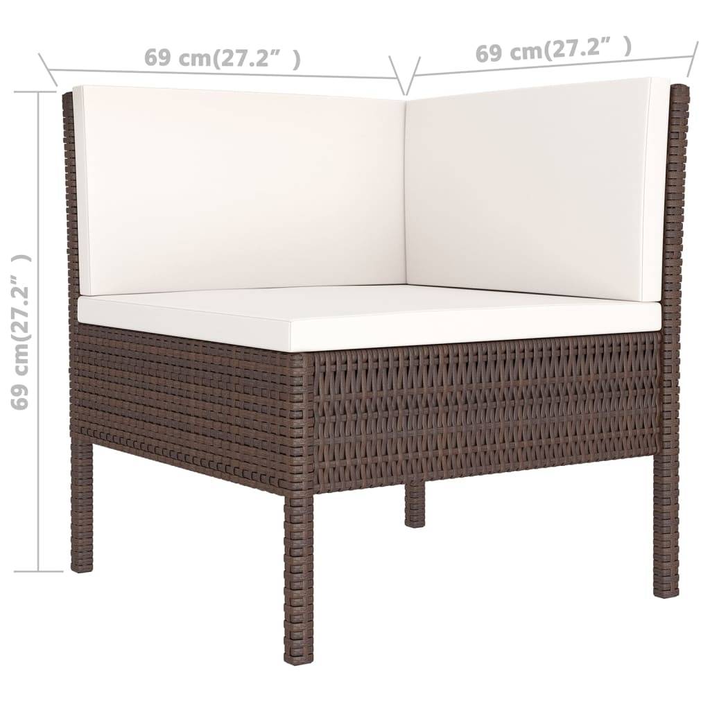 Helloshop26 - Salon de jardin meuble d'extérieur ensemble de mobilier 10 pièces avec coussins résine tressée marron - Imagen 7