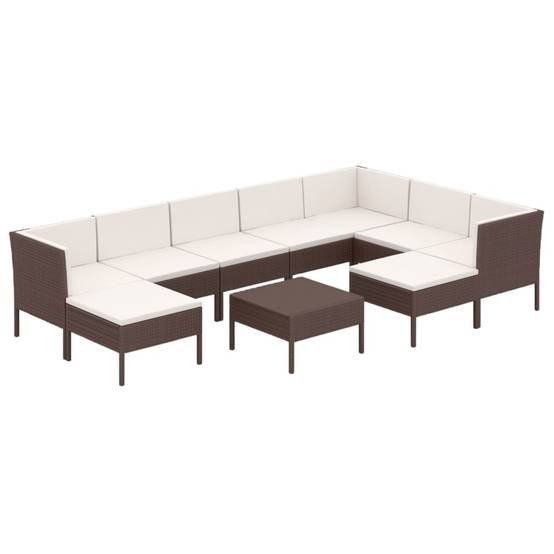 Helloshop26 - Salon de jardin meuble d'extérieur ensemble de mobilier 10 pièces avec coussins résine tressée marron - Imagen 1