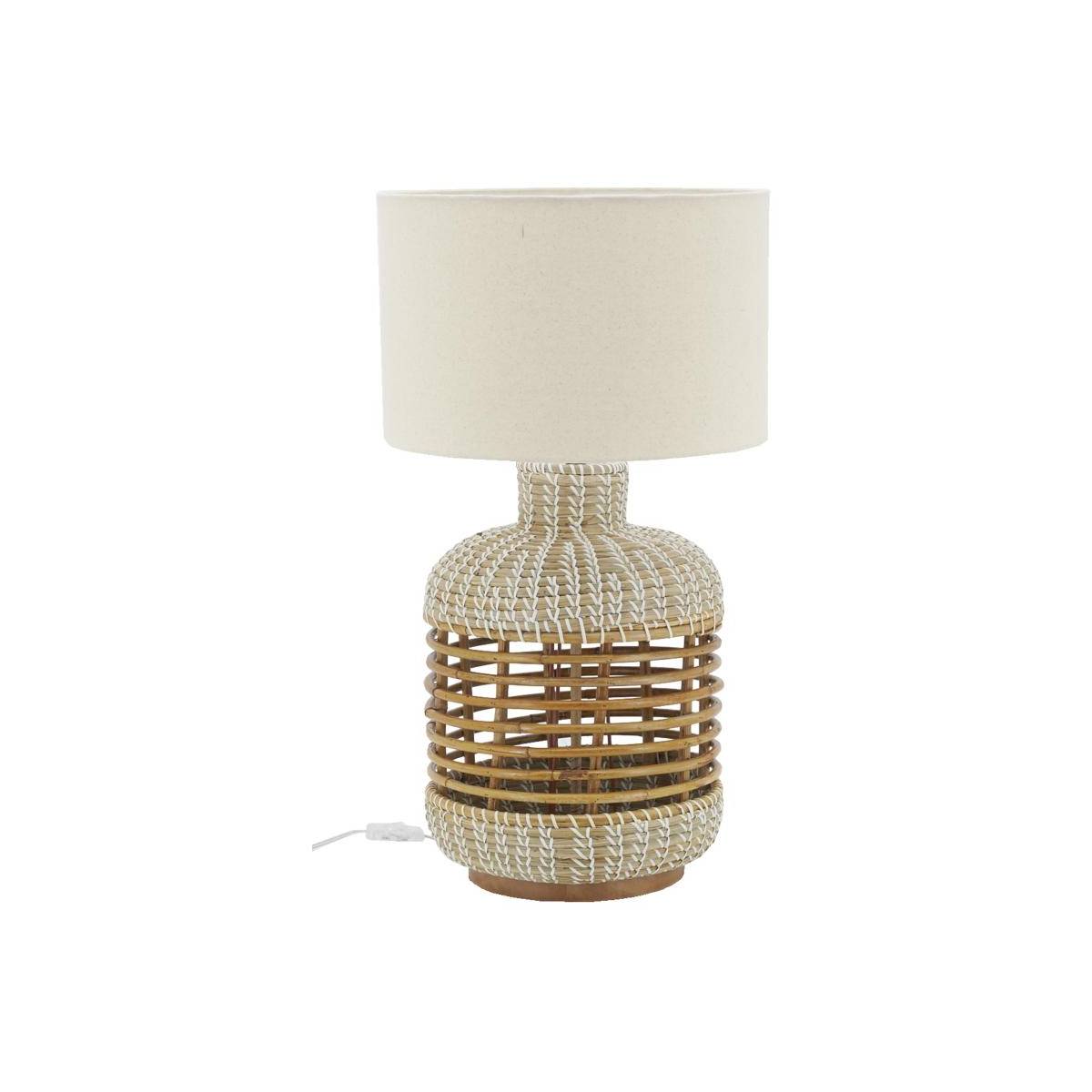 Aubry Gaspard - Lampe à pied en jonc et rotin naturel et blanc - Imagen 1