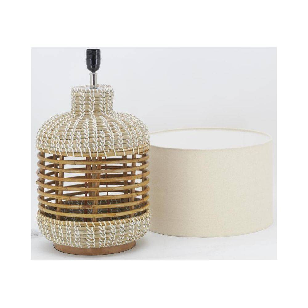 Aubry Gaspard - Lampe à pied en jonc et rotin naturel et blanc - Imagen 3