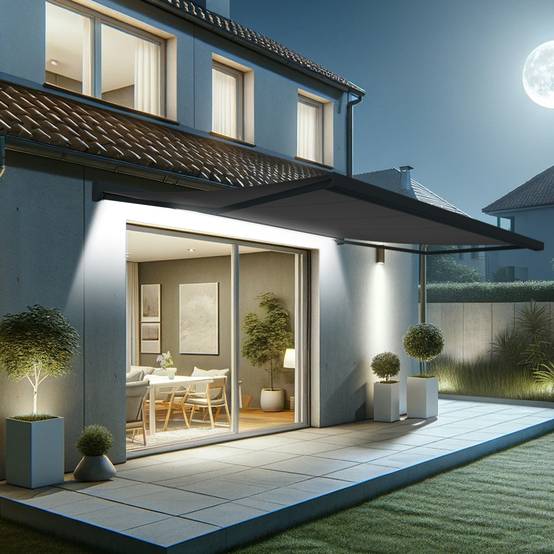 Intersun - Store banne coffre SOA 5,00x3,50 M (Motorisé Secours à Télécommande + LED - Gris Anthracite - Gris Graphite) - INTERSUN - Imagen 3